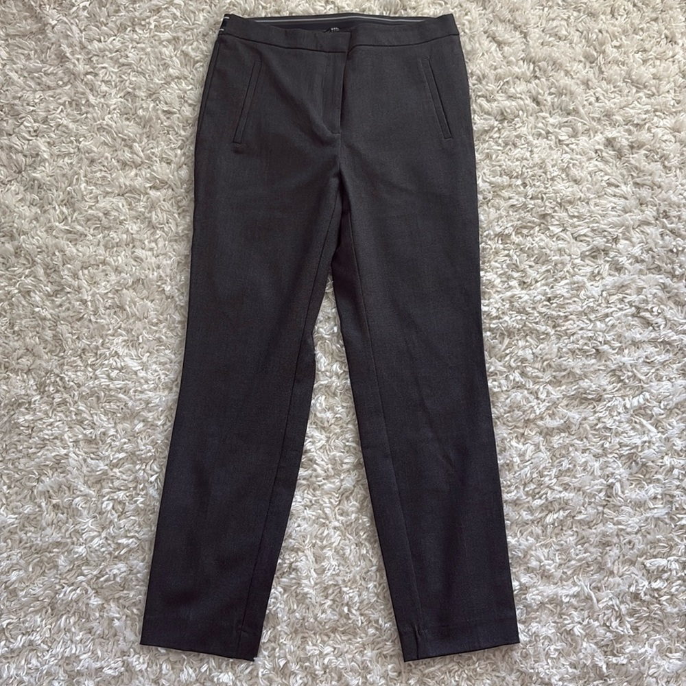 27” Inseam Charcoal, Gray Office Pants Stretchy Back Waistband